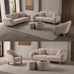 Edsy Home Regnum Koltuk Takımı 3+3+1 Taş Renk - Ekru