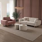 Edsy Home Roma 3+1 Koltuk Takımı Krem + Pembe