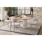 Edsy Home Safir Meşe Oval Masa Takımı 4 Sandalyeli Modern Tasarım MDF Malzeme 180x90 cm - Ahşap - Kahverengi
