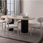 Edsy Home Traverten Oval 4 Sandalyeli Masa Takımı ( Ayaklar Plastik )