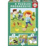 Educa Çiftlik Hayvanları 6+9+12+16 Parça Çocuk Puzzle