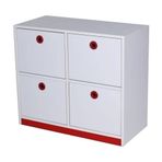 Edutoys Beyaz Kırmızı 4 Çekmeceli Dolap