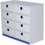 Edutoys Beyaz Mavi 8 Çekmeceli Dolap