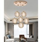 Edward 6'lı 70 Watt Yuvarlak Gold Ledli Modern Salon Avize - yok