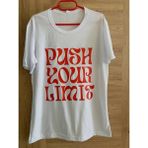 Edwol Push Your Lımıts - Sınırlarını Zorla- Yazılı Baskılı Erkek Unisex Siyah Tişört T-Shirt - Beyaz - 2XL