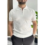 Edwox Beyaz EDW457 Erkek Desenli Polo Yaka Tişört