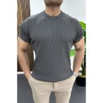 Edwox Erkek Bisiklet Yaka Likralı Tişört Antrasit EDW484 - XL
