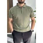 Edwox Erkek Desenli Polo Yaka Tişört Açık Yeşil EDW457 - M