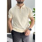 Edwox Erkek Desenli Polo Yaka Tişört Krem EDW457