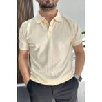 Edwox Erkek Desenli Polo Yaka Tişört Krem EDW460