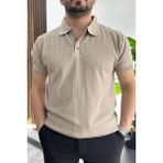 Edwox Erkek Desenli Polo Yaka Tişört Vizon EDW460