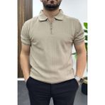 Edwox Erkek Nokta Desenli Polo Yaka Tişört Vizon EDW462