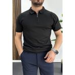 Edwox Erkek Polo Yaka Düz Tişört Siyah EDW455 - 2XL