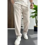 Edwox Erkek Rahat Kesim Düz Jogger Pantolon Krem EDW468 - 2XL