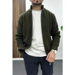 Edwox Erkek Slim Fit Fermuarlı Hırka Yeşil Edw434