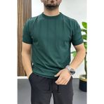 Edwox Yeşil EDW454 Erkek Bisiklet Yaka Desenli Tişört