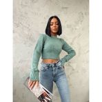 EDZ Kadın Mint Yeşili Fitilli Crop Model Kazak - Standart