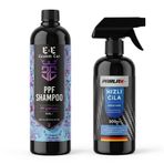 E&E Custom Car PPF Şampuanı (700ml) ve Parlax Hızlı Cila (500ml) Profesyonel Bakım Seti - Yüksek Parlaklık, Hidrofobik Koruma, Leke Bırakmayan Hızlı Wax & Boya Koruma Şampuanı