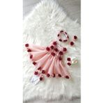 E&E Design Kız Bebek Lazer Çiçekli Özel Gün Elbisesi Abiye KREM BORDO 18 Ay