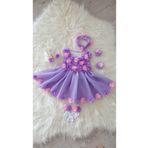 E&E Design Kız Bebek Lazer Çiçekli Özel Gün Elbisesi Abiye LİLA PEMBE 6 Ay