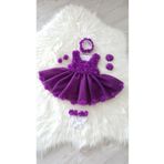 E&E Design Kız Bebek Lazer Çiçekli Özel Gün Elbisesi Abiye Mor 18 Ay