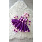E&E Design Kız Bebek Lazer Çiçekli Özel Gün Elbisesi Abiye PEMBE MOR 9 Ay