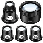 EEEKit 5 Adet Saatçi Büyüteç, 5X 10X 15X 20X 30X Taşınabilir Monoküler Kuyumcu Gözlüğü, Optik Lens, Değerli Taşlar Madeni Paralar Pullar İçin Onarım Aleti