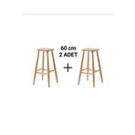 Efe Ahşap Sanatı 60 Cm ( 2 Adet) Ham Ahşap Kare Bar Tabure Sandalye