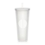 Efe Mark Kristal Desen 750 ml Pipetli Soğuk İçecek/Kahve Bardağı Beyaz