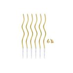 EFE PASTACILIK Gold Zikzak Doğum Günü Pastası Mumu 6’lı Paket – Dekoratif Pasta ve Parti Süsleme Mumu 15 Cm