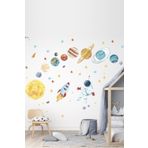 efekt reklam Astronot Ve Gezegenler Set Salon Yatak Odası Mutfak Balkon Ev Duvar Süsü Kağıdı Sticker 100x40 Cm