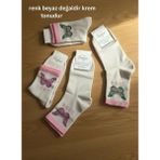 Efem İç Giyim Kelebek-Love Desenli Pamuklu Kolej Çorap 12'li Paket - 35 - 40 - Çok Renkli