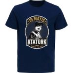 Efendioğlu Design Samsun Ilk Adım Yuvarlak Baskılı 19 Mayıs Atatürk Baskılı Pamuklu T-Shirt - Lacivert - XL