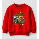 Efendioğlu Design Sweatshirt Just A Jolly Creeper Baskılı Yeni Yıl Yılbaşı 3 Iplik Şardonsuz Pamuklu Çocuk Sweatshirt - Kırmızı - 6 Yaş