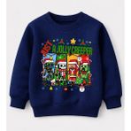 Efendioğlu Design Sweatshirt Just A Jolly Creeper Baskılı Yeni Yıl Yılbaşı 3 Iplik Şardonsuz Pamuklu Çocuk Sweatshirt - Lacivert - 9 Yaş