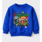 Efendioğlu Design Sweatshirt Just A Jolly Creeper Baskılı Yeni Yıl Yılbaşı 3 Iplik Şardonsuz Pamuklu Çocuk Sweatshirt - Mavi - 12 Yaş