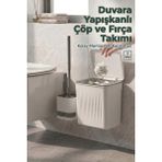 Effe Home Banyo Çöp Kovası ve Klozet Fırçası Duvara Yapıştırmalı - Beyaz - 8 lt