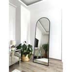 Effe Siyah Metal Çerçeveli Ayaklı Oval Boy Aynası 180x60 Cm