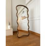Effe Yapı Dekor Doğal Ahşap Çerçeveli Bulut Model Ayaklı Boy Aynası 180 x 80 cm Ceviz Renk Asimetrik Tasarım