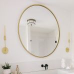 Effe Yapı Dekor Gold Metal Çerçeveli 100 cm Yuvarlak Ayna - Altın - 100 x 100 cm