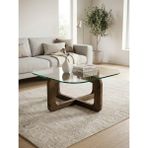 Effe Yapı Dekor Orta Sehpa - Ceviz Renkli Model 80X80 cm ( Temperli Cam ) - CEVİZ