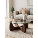 Effe Yapı Dekor Orta Sehpa - Ceviz Renkli Yuvarlak Model 80X80 cm ( Temperli Cam ) - CEVİZ