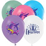 EffectPartyStore Lateks Balon Rainbow Unicorn Baskili 8'li Çok Renkli