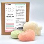 effiLAB | Bio-Konjac sünger bebek paketi, kalp, istiridye ve balık şeklinde, 3 bebek süngerli set, doğal sebze süngeri, koruyucu temizlik