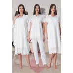 Effort Ekru Fistolu Hamile Lohusa Sabahlıklı Gecelik ve Pijama Takım 4'lü Set Effortt, M, EF9026İGP-198IGP102721