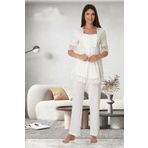 Effort Kadın Ekru Dantelli Hamile Lohusa Pijama Takımı, 2XL, EF6032EFT-19804IGP267337