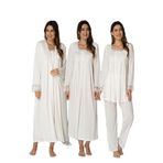 Effort Kadın Ekru Uzun Kollu Pijama Takımı Gecelik Sabahlık Lohusa Hamile 4'lü Set 2405, L, TXB3C9AB9D1110-TXB3C9AB9D9320