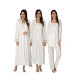 Effort Kadın Ekru Uzun Kollu Pijama Takımı Gecelik Sabahlık Lohusa Hamile 4'lü Set 2405, XL, TXB3C9AB9D1110-TXB3C9AB9D9321