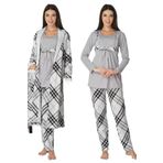 Effort Kadın Gri Hamile Lohusa Sabahlık Ve Pijama Takım, XL, EF8084EFR-19804IGP266611