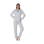 Effort Kadın Lacivert Pamuklu Desenli Uzun Kollu Önden Düğmeli Pijama Takımı, XL, TYCZBF6O4N170808000420141-198IGP101403